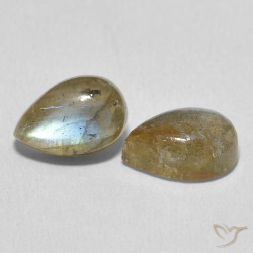 Gemas de Labradorita Multicolor natural de 3.44 ct, En forma de pera, Translúcido
