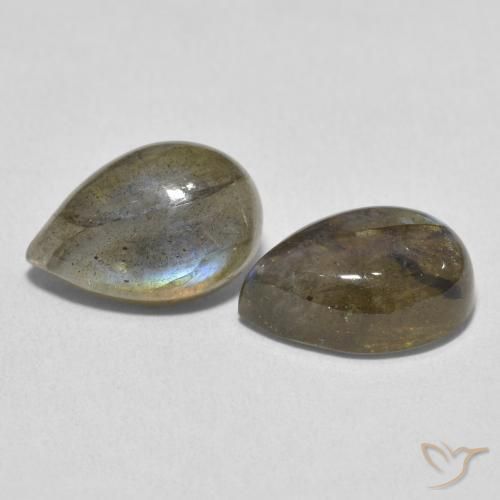 Gemas de Labradorita Multicolor natural de 7.66 ct, En forma de pera, Translúcido