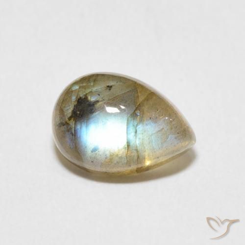 Labradorita Multicolor natural de 2.45 ct, En forma de pera, Translúcido