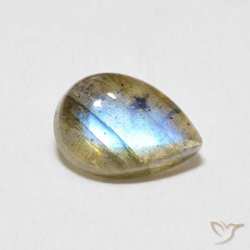 Labradorita Multicolor natural de 2.34 ct, En forma de pera, Translúcido