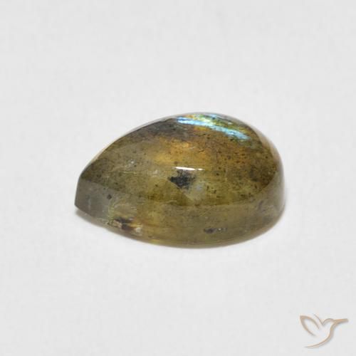 Labradorita Multicolor natural de 2.34 ct, En forma de pera, Translúcido