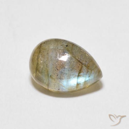 Labradorita Multicolor natural de 2.44 ct, En forma de pera, Translúcido