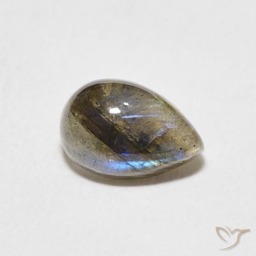 Labradorita Multicolor natural de 1.69 ct, En forma de pera, Translúcido