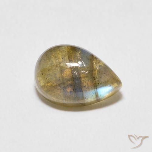 Labradorita Multicolor natural de 2.43 ct, En forma de pera, Translúcido