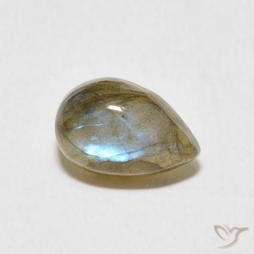 Labradorita Multicolor natural de 1.63 ct, En forma de pera, Translúcido