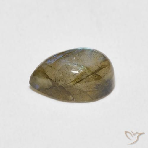 Labradorita Multicolor natural de 1.63 ct, En forma de pera, Translúcido