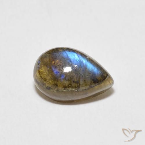 Labradorita Multicolor natural de 1.66 ct, En forma de pera, Translúcido