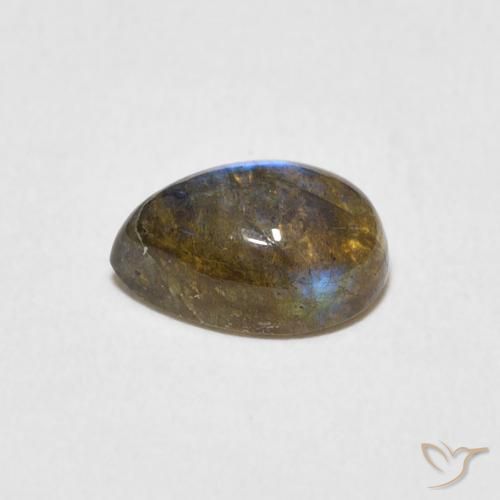 Labradorita Multicolor natural de 1.66 ct, En forma de pera, Translúcido