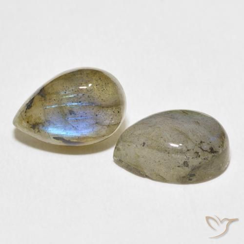 Gemas de Labradorita Multicolor natural de 7.76 ct, En forma de pera, Translúcido