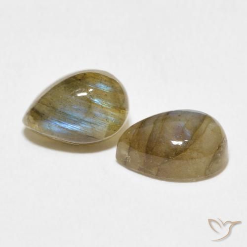 Gemas de Labradorita Multicolor natural de 3.39 ct, En forma de pera, Translúcido