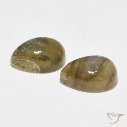 Gemas de Labradorita Multicolor natural de 3.39 ct, En forma de pera, Translúcido