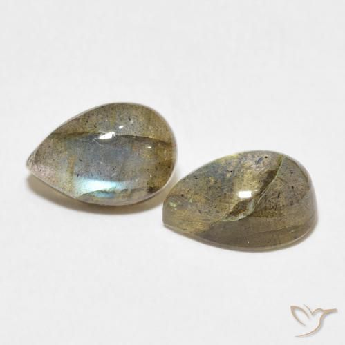 Gemas de Labradorita Multicolor natural de 3.53 ct, En forma de pera, Translúcido