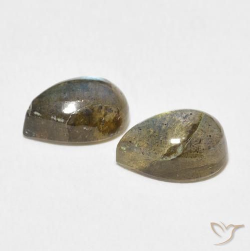 Gemas de Labradorita Multicolor natural de 3.53 ct, En forma de pera, Translúcido
