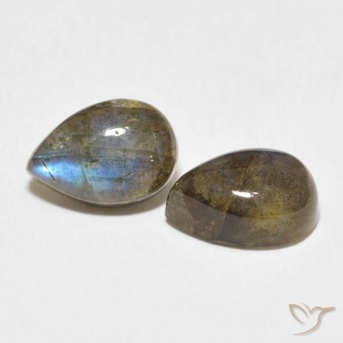 Gemas de Labradorita Multicolor natural de 5.08 ct, En forma de pera, Translúcido