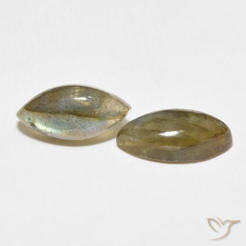 Gemas de Labradorita Multicolor natural de 6.63 ct, Marquesa, Translúcido