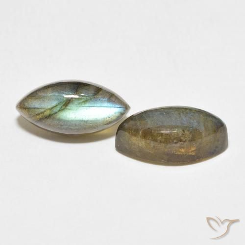 Gemas de Labradorita Multicolor natural de 8.07 ct, Marquesa, Translúcido