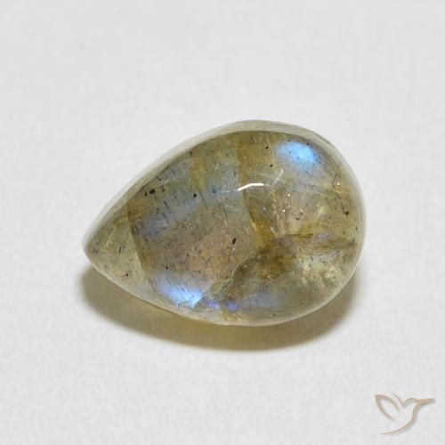 Labradorita Multicolor natural de 2.84 ct, En forma de pera, Translúcido