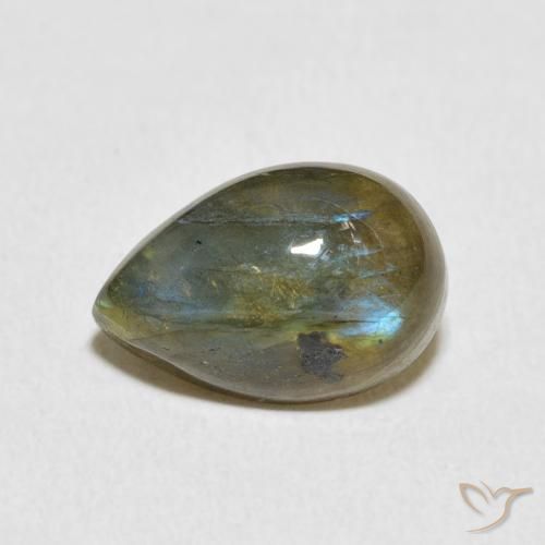 Labradorita Multicolor natural de 4.03 ct, En forma de pera, Translúcido