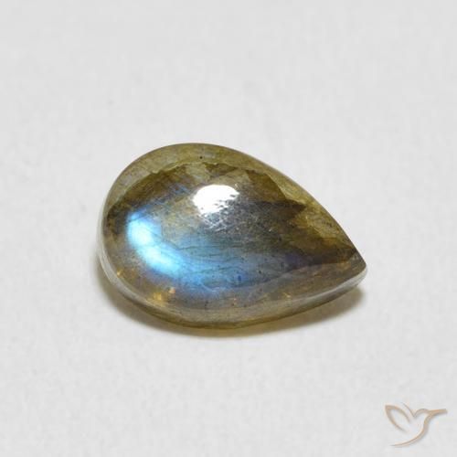 Labradorita Multicolor natural de 1.63 ct, En forma de pera, Translúcido