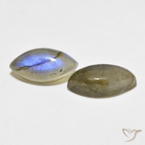Gemas de Labradorita Multicolor natural de 7.38 ct, Marquesa, Translúcido