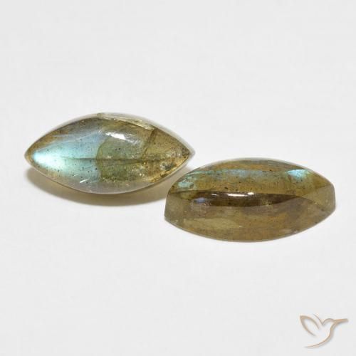 Gemas de Labradorita Multicolor natural de 7.06 ct, Marquesa, Translúcido
