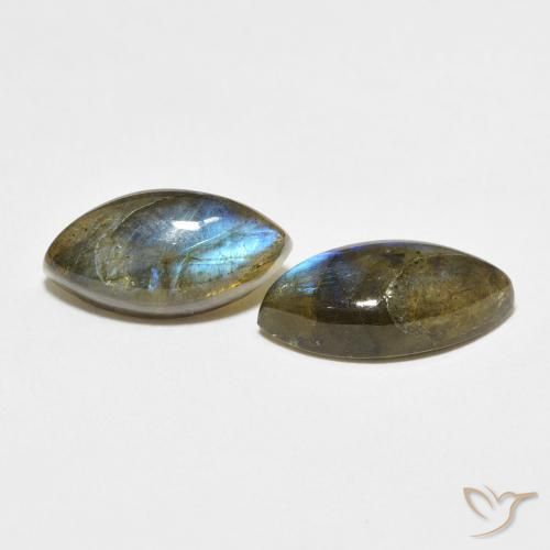 Gemas de Labradorita Multicolor natural de 6.59 ct, Marquesa, Translúcido
