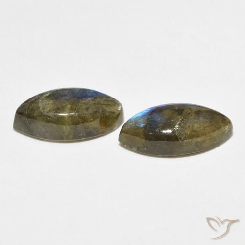 Gemas de Labradorita Multicolor natural de 6.59 ct, Marquesa, Translúcido