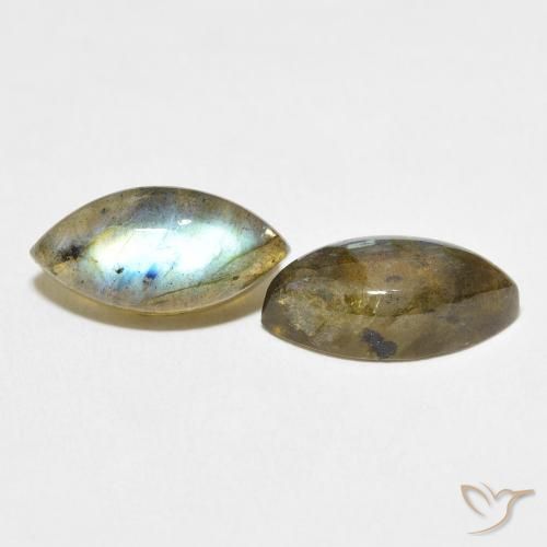 Gemas de Labradorita Multicolor natural de 7.57 ct, Marquesa, Translúcido
