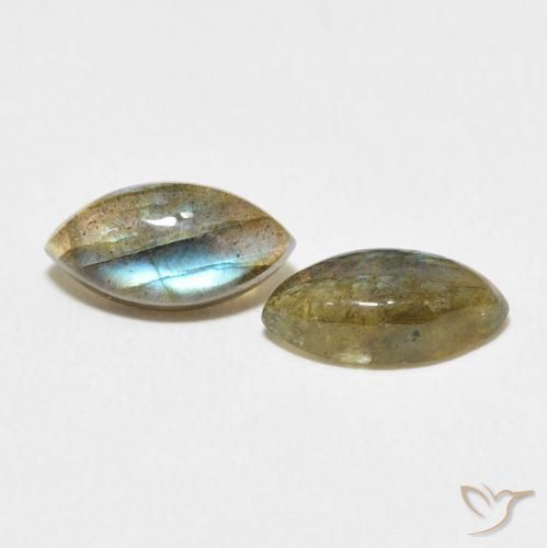 Gemas de Labradorita Multicolor natural de 2.56 ct, Marquesa, Translúcido