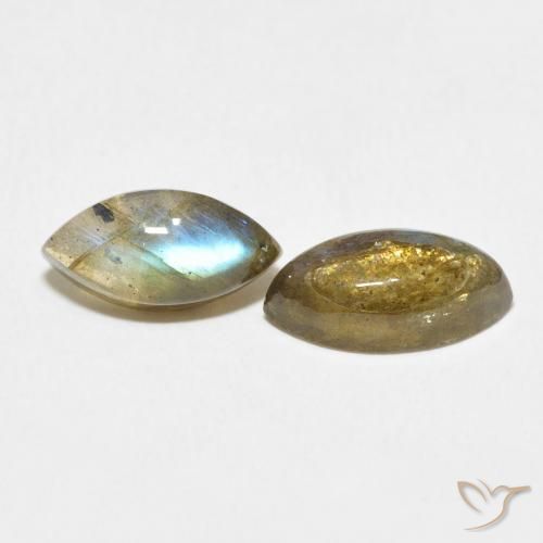 Gemas de Labradorita Multicolor natural de 4.84 ct, Marquesa, Translúcido