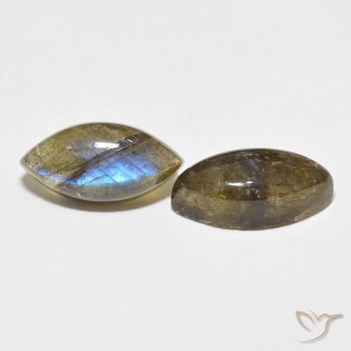 Gemas de Labradorita Multicolor natural de 10.48 ct, Marquesa, Translúcido