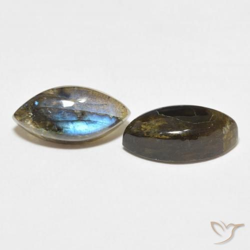 Gemas de Labradorita Multicolor natural de 7.04 ct, Marquesa, Translúcido