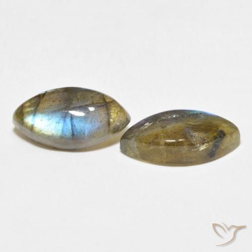 Gemas de Labradorita Multicolor natural de 6.97 ct, Marquesa, Translúcido