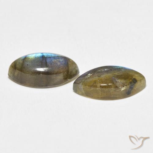 Gemas de Labradorita Multicolor natural de 6.97 ct, Marquesa, Translúcido