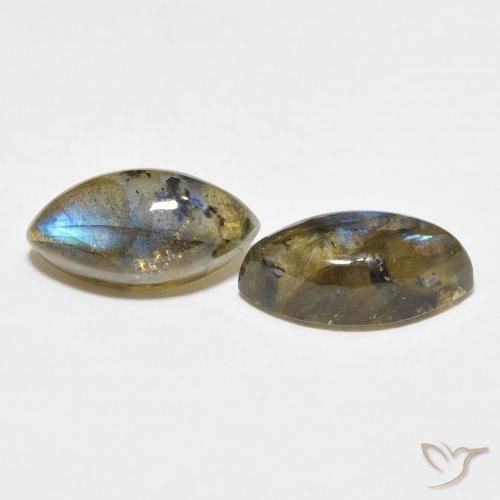 Gemas de Labradorita Multicolor natural de 7.74 ct, Marquesa, Translúcido