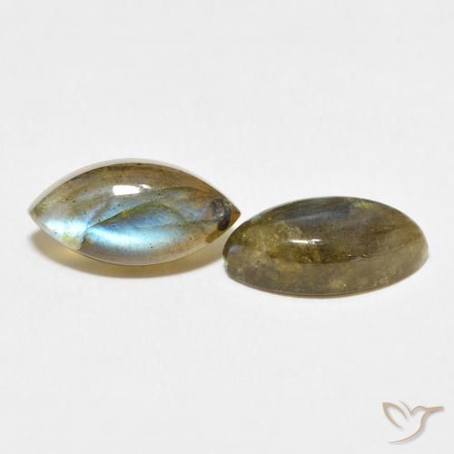 Gemas de Labradorita Multicolor natural de 7.12 ct, Marquesa, Translúcido