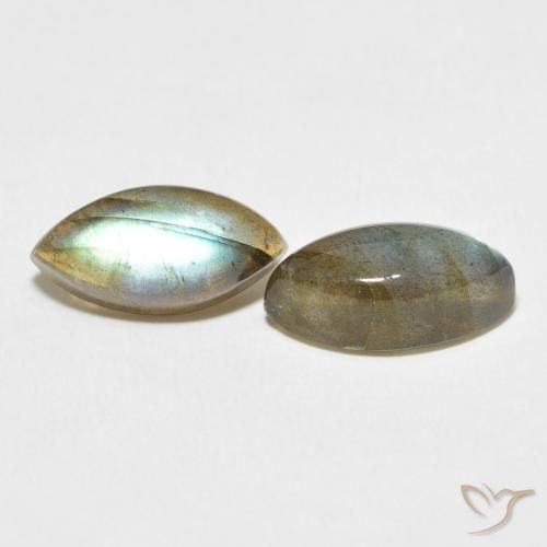 Gemas de Labradorita Multicolor natural de 7.80 ct, Marquesa, Translúcido