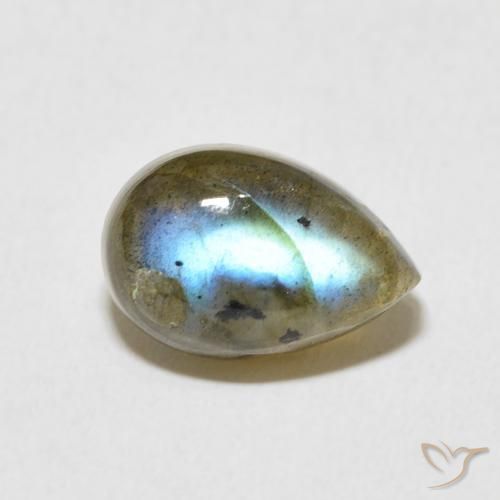 Labradorita Multicolor natural de 4.10 ct, En forma de pera, Translúcido