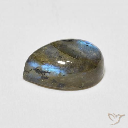 Labradorita Multicolor natural de 4.10 ct, En forma de pera, Translúcido