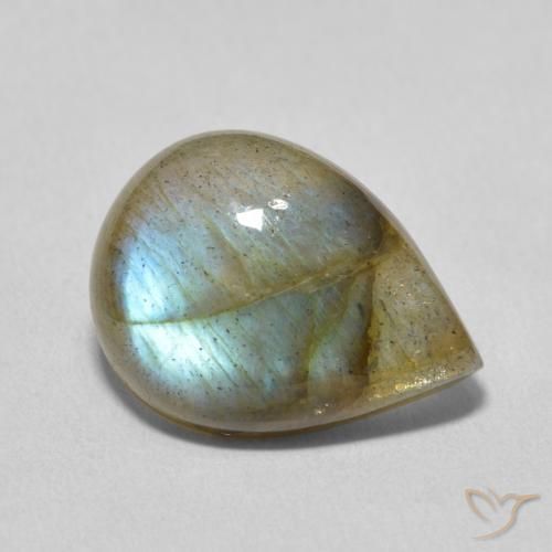 Labradorita Multicolor natural de 7.21 ct, En forma de pera, Translúcido