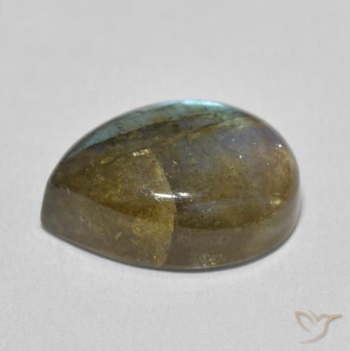 Labradorita Multicolor natural de 9.82 ct, En forma de pera, Translúcido