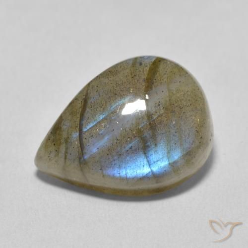 Labradorita Multicolor natural de 9.47 ct, En forma de pera, Translúcido