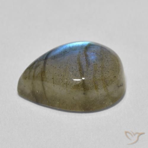 Labradorita Multicolor natural de 9.47 ct, En forma de pera, Translúcido