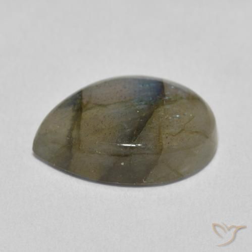 Labradorita Multicolor natural de 7.38 ct, En forma de pera, Translúcido