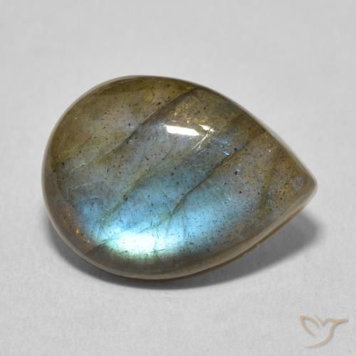 Labradorita Multicolor natural de 7.27 ct, En forma de pera, Translúcido