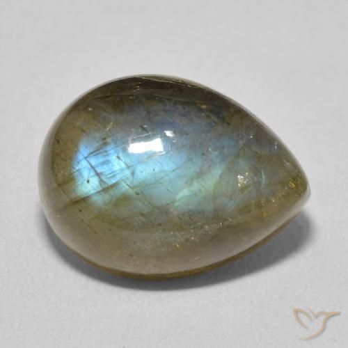 Labradorita Multicolor natural de 10.63 ct, En forma de pera, Translúcido