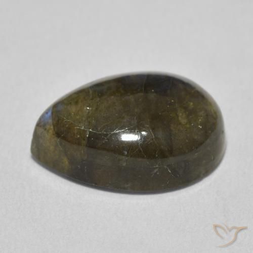 Labradorita Multicolor natural de 8.87 ct, En forma de pera, Translúcido