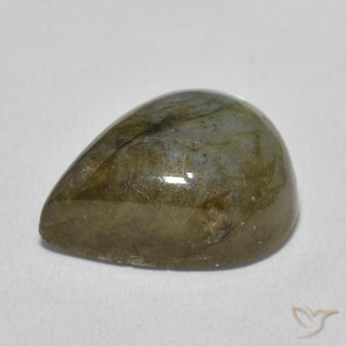 Labradorita Multicolor natural de 9.59 ct, En forma de pera, Translúcido