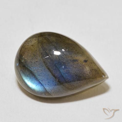 Labradorita Multicolor natural de 11.31 ct, En forma de pera, Translúcido