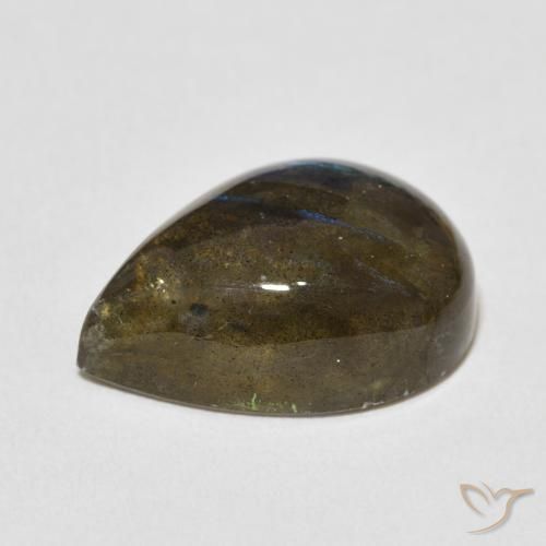 Labradorita Multicolor natural de 11.31 ct, En forma de pera, Translúcido